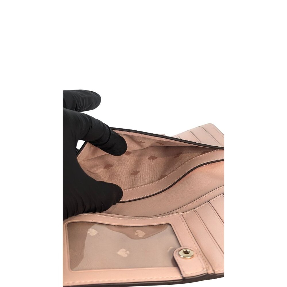 Kate Spade New York Long Wallet Bifold Saffiano Leather Pink Pastel Gold Tone - Picture 7 of 12